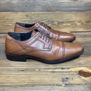 Johnston & Murphy Lace Up Cap Toe Mens Brown Sheepskin Dress Shoes